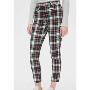 GAP Tartan Plaid Signature Skinny Ankle Pants Size 0 White Red Green
